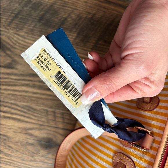 Dooney & Bourke Yellow and Tan Striped Shoulder Bag - Picture 9 of 12